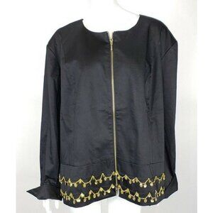NEW Victor Costa Occasion Jacket 3X QVC Black with Gold Coins Chains Plus Size